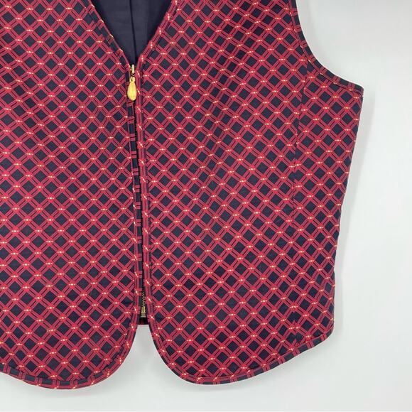 Liz Claiborne Zip Up Vest Gold Zipper Sz 10 Dark Academia Lined Deep Red Y2K - Picture 11 of 16